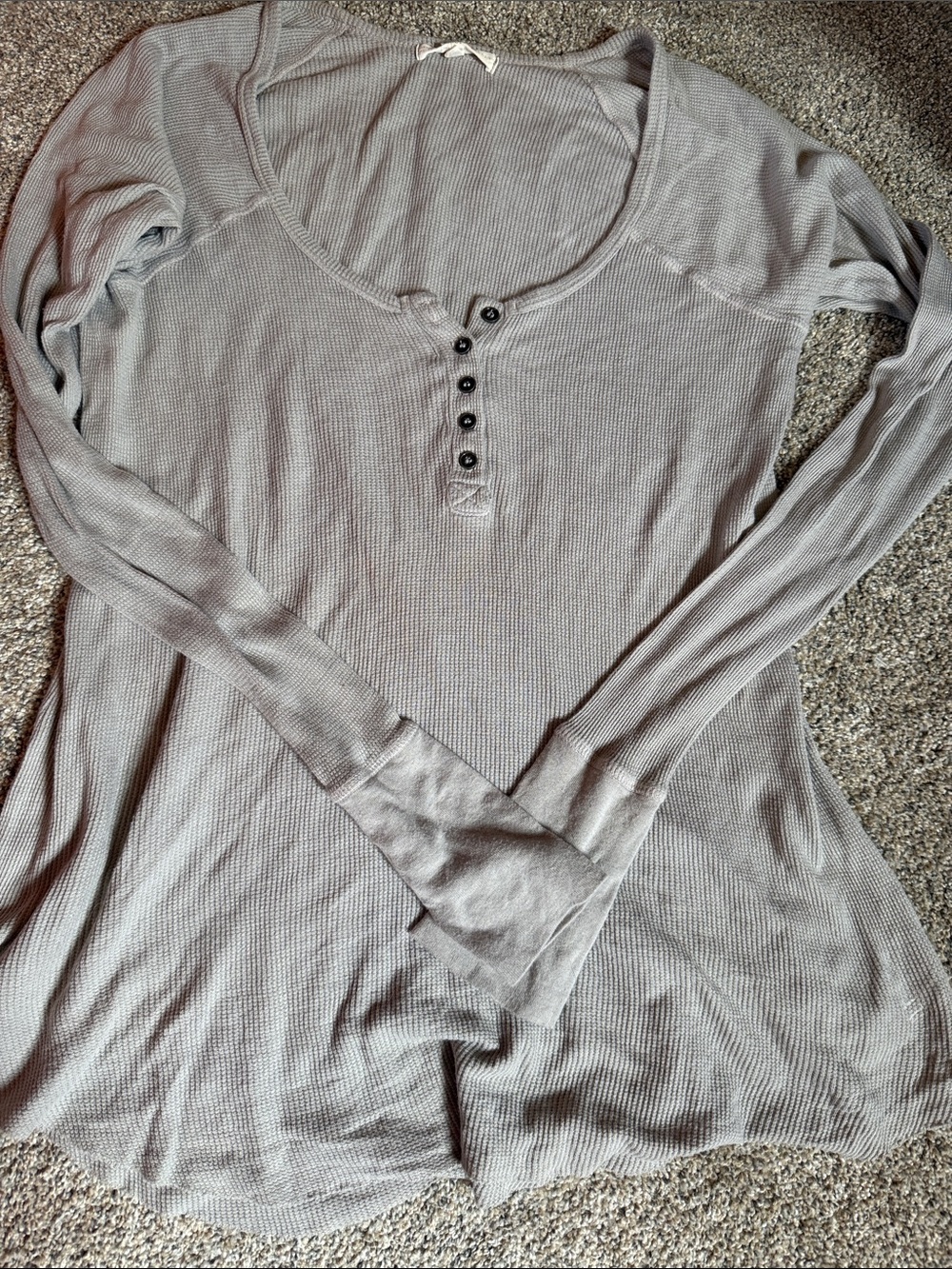 Women’s Grey Henley Thermal Top urban outfitters truly madly deeply XS